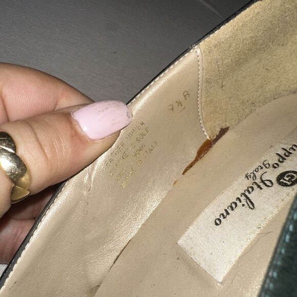 GRUPPO ITALIANO Green Suede Leather Block Heel Dress Shoes Size 9.5 - Picture 8 of 10